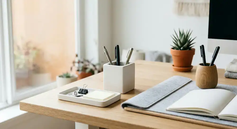 Minimalist desk organizers and pen holders